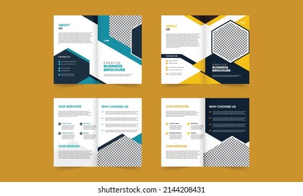 Modern and minimalist business bifold brochure design template.