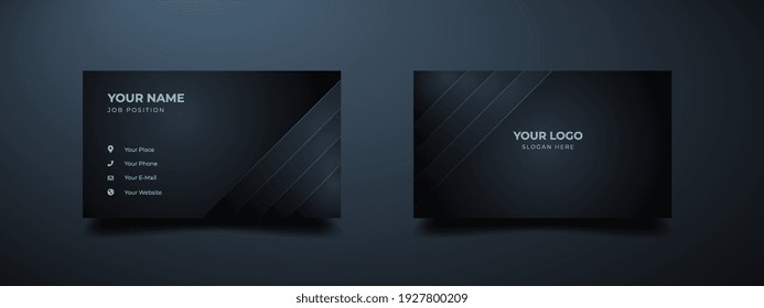 Modern minimalist business card design  Abstract shape and great layer  Luxury dark gradient background  Vector illustration print template 