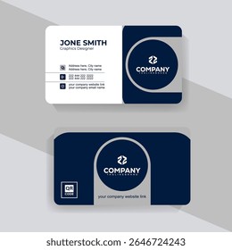 Modern Minimalist Business Card Design in Navy Blue and White for Company Branding