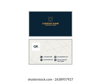 A modern and minimalist business card template featuring a clean and professional layout. Ideal for corporate branding, personal identity, and creative professionals. The design is fully editable.