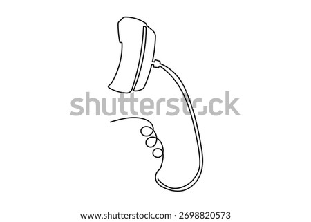 Modern minimalist call icon drawing made with one continuous smooth line art