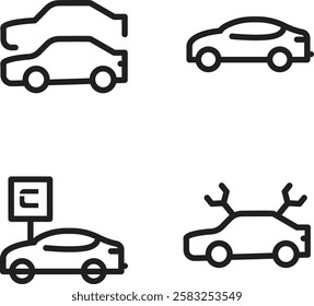 Modern Minimalist Car Icons: Sleek and Simple Automotive Logo Designs