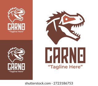 Un moderno emblema minimalista de carnotaurus adecuado para la marca premium y logotipos temáticos prehistóricos.