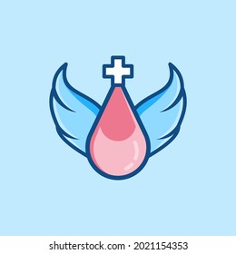 Modern, Minimalist, Cartoon Medical Cure With Wings Logo Vector Illustration