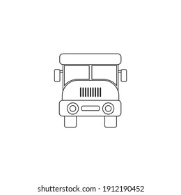 Modern Minimalist, Cartoon Style Truck line icon. Simple school bus outline vector illustration isolated on white background. Bus or truck linear  symbol for transport concept 