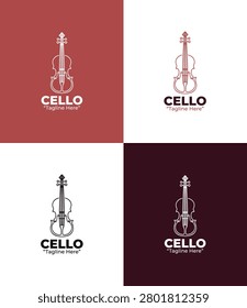 A modern minimalist cello emblem in red tones developed for branding, identity, and musical performance projects.