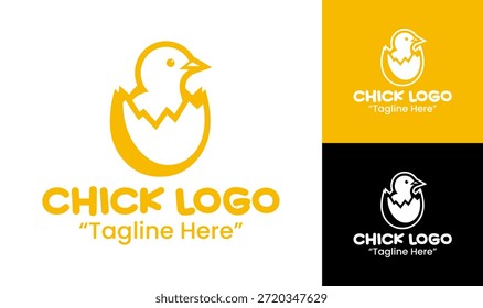 Un moderno logotipo minimalista de pollitos creado para marcas de granjas, empresas avícolas e identidad animal amigable.