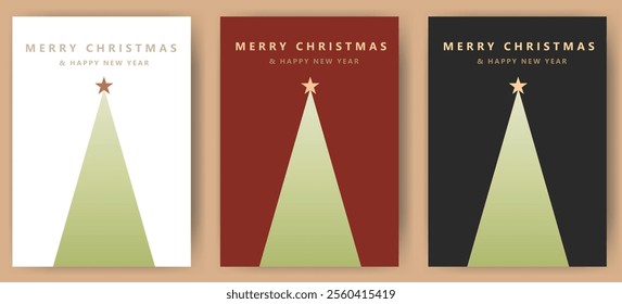 Modern minimalist Christmas tree, Christmas card set: perfect for capturing the festive spirit