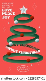 modern minimalist christmas tree greetings design template vector, illustration