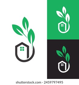 Modern Minimalist Circle Garden House Logo for Landscaping, Lawn Care Business, Company, Dealer, etc. 