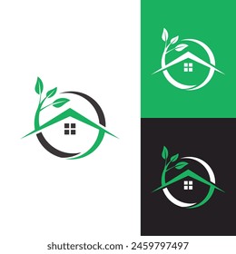 Modern Minimalist Circle Garden House Logo for Landscaping, Lawn Care Business, Company, Dealer, etc. 