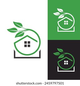 Modern Minimalist Circle Garden House Logo for Landscaping, Lawn Care Business, Company, Dealer, etc. 