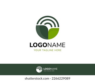 Logotipo de círculo moderno y minimalista con dos hojas