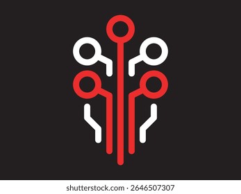 Modern Minimalist Circuit Board Style Connection Technology Elegant Logo Design