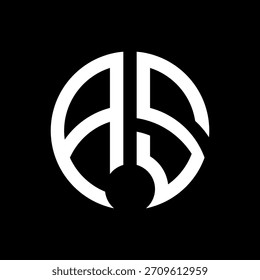 AS Monograma circular minimalista moderno AS Diseño de logotipo