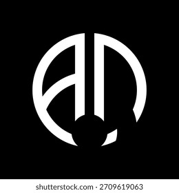  Un moderno diseño de logotipo de monograma circular minimalista AN
