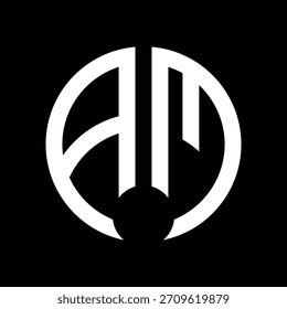 AM Diseño de logotipo de monograma circular minimalista moderno AM