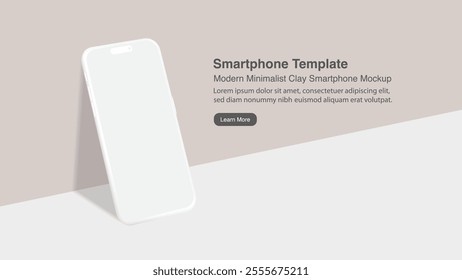 Modern Minimalist Clay Smartphone Mockups with Shadow for App Marketing Promotion, Banner, Flyer, Brochure, Presentations, and Infographics - Vector EPS.