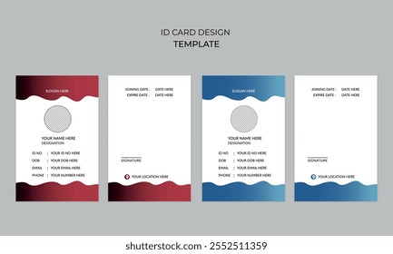 modern minimalist clean creative business id card, student id card and company employee id card design template with coloro variation.