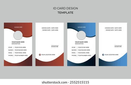 Moderno minimalista limpio creativo tarjeta de identificación de negocios, tarjeta de identificación de estudiante y tarjeta de identificación de empleado de la empresa Plantilla de diseño con variación de color