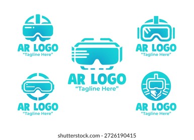 Una colección minimalista moderna de 5 diseños de logotipos de realidad aumentada para una marca de tecnología inmersiva.