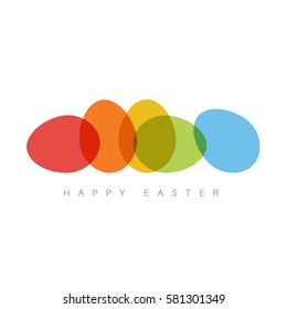 Modern minimalist colorful happy easter card with color eggs