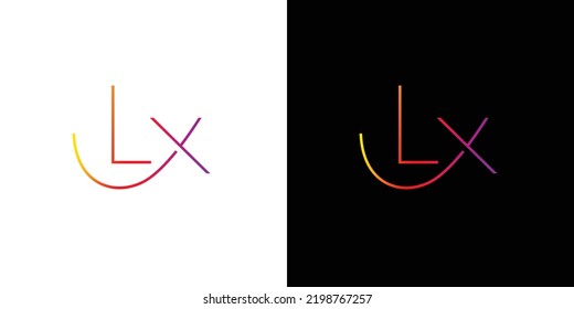 Modern, minimalist and colorful LX initials logo design