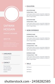 Moderno Minimalista Empresa Entrevista CV Currículum de Plantilla.Trabajo Empresa Empleo Profesional Simple Infografía Elegante Carta de Cubierta.Creativo Personal Limpio Cabecera de Perfil Aplicación Diseño 