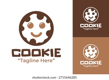Un moderno logotipo minimalista de galletas diseñado para panaderías, marcas de aperitivos e identidad de alimentos dulces.