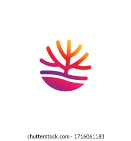 Modern Minimalist Coral Logo Icon Vector Illustration.