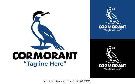 A modern minimalist cormorant logo designed for nature organizations and environmental branding projects.