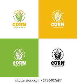 A modern minimalist corn logo in yellow and green colors developed for natural branding, healthy identity, and fresh food logo use