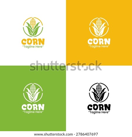 A modern minimalist corn logo in yellow and green colors developed for natural branding, healthy identity, and fresh food logo use