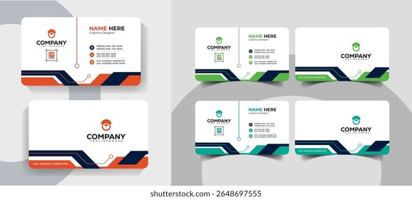 Modern Minimalist and Corporate Business Card Design Clean Vector Template for Business Professionals