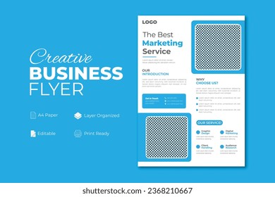 Modern and minimalist corporate business flyer template design, Colorful A4 flyer template with layout, nice background, layer organized