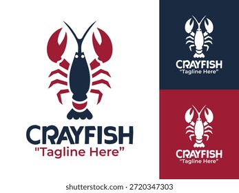 Un moderno logotipo minimalista de cangrejo de río diseñado para marcas acuáticas de primera calidad con un carácter limpio y distintivo.