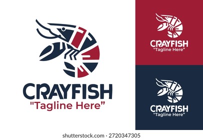 Um logotipo moderno minimalista de lagostim criado para restaurantes de frutos do mar e projetos de marca culinária.