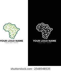 Modern Minimalist Creative African Map With Roots Vector Design