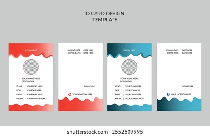 modelo moderno minimalista criativo limpo simples de cartão de identificação de empresa, cartão de identificação de estudante, cartão de identificação de marketing e cartão de identificação de funcionário da empresa com variação de cor,