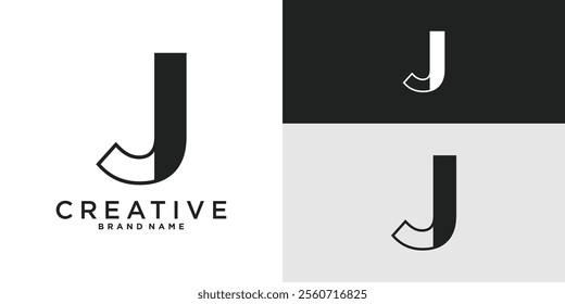 Modern minimalist creative letter J logo design icon