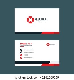 Moderna tarjeta roja creativa minimalista y plantilla vectorial. diseño simple y limpio de tarjetas de visita.