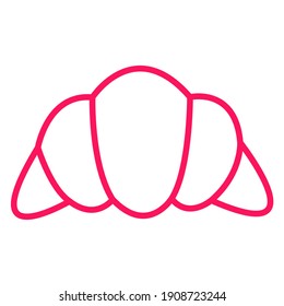 modern, minimalist croissant vector icon - isolated and pink colored
