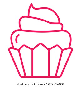 modern, minimalist cupcake vector icon - isolated and pink colored