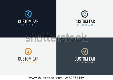 Modern minimalist custom ear logo design or Creative and unique hearing logo