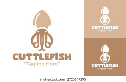 Un moderno logotipo minimalista de sepia elaborado para marcas marinas de primera calidad con un estilo limpio y elegante.
