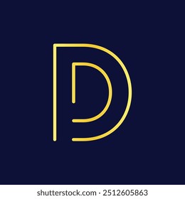 Modern Minimalist D Initial Logo in Gold