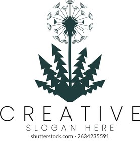 Modern minimalist dandelion logo design perfect for branding and marketing Abstract Vector