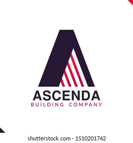 Modern minimalist dark triangle with red stripes, represent strength and stability. Vector logo template for building, construction and property company.