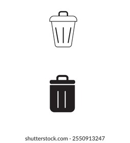 A modern, minimalist delete icon featuring a trash bin with a clean, sleek design. The icon is crafted in a bold yet simple style, includes smooth edges ideal for user interfaces, mobile apps, website