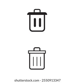 A modern, minimalist delete icon featuring a trash bin with a clean, sleek design. The icon is crafted in a bold yet simple style, includes smooth edges ideal for user interfaces, mobile apps, website